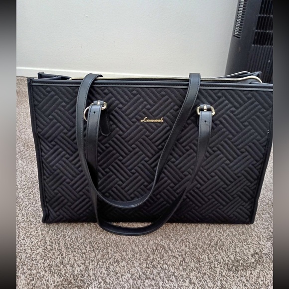 Handbags - Quilted Black Tote Bag 15.6 inches